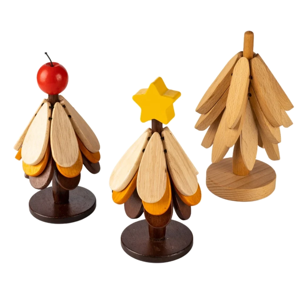 Wooden Christmas Tree Coaster Set